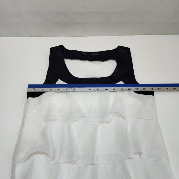 Maurices White Layered Ruffle Tank Top Black Contrast Trim Small Polyester EUC - Picture 6 of 7